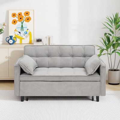 Corduroy Modular Sectional Sleeper Sofa, Loveseat with Pull Out Bed for Living Room Couch