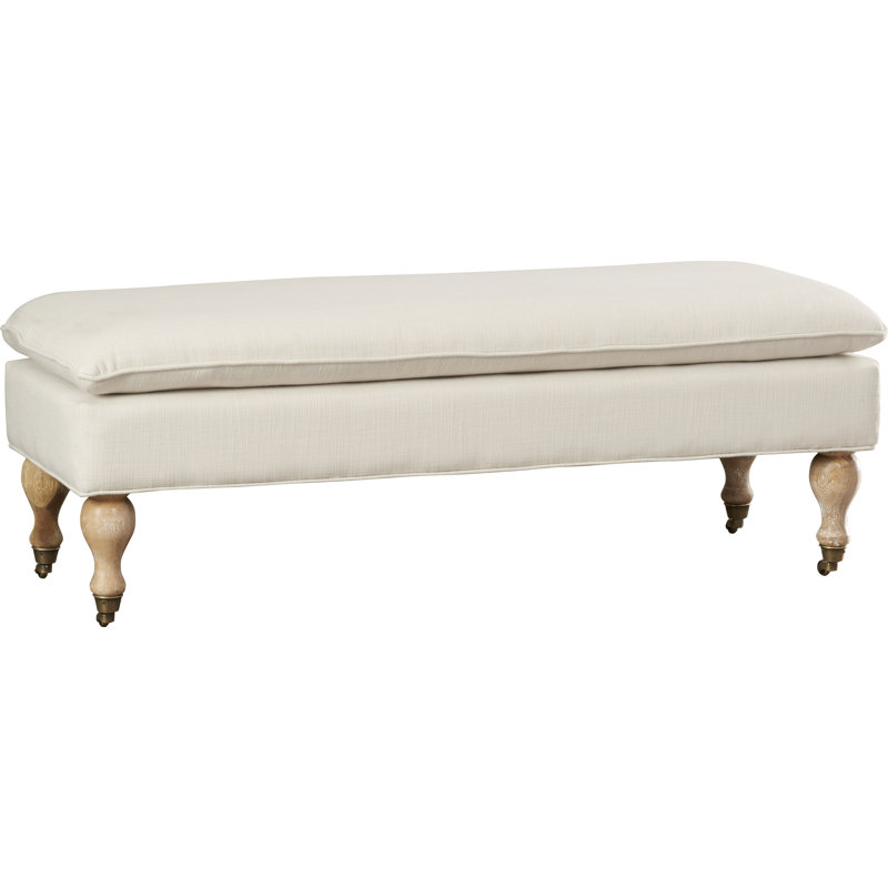 Hampton Upholstered Bench, Cream/White Wash