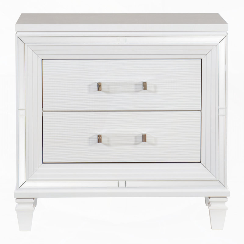 Ensemble de 2 tables de chevet en bois d'ingénierie blanc, Blanc, Ensemble de 2