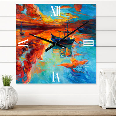 Horloge murale bateau pendant la lueur du lac IV