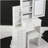 29.2" Small Size Left Bedside Cabinet Vanity Table + Cushioned Stool, Large Sliding, Touch Control, Tri-color Switching, Brightness Adjust LED Mirror, High Capacity Storage, Suitable for Small Space