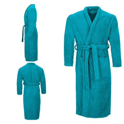 Lorello 100% Cotton Terry Cloth Mid-Calf Bathrobe with Pockets and Hood for Kids