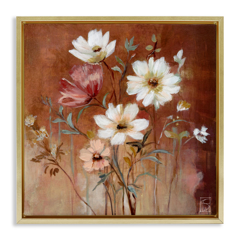 Cadre flottant de la collection Mocha Flowers, design par Sara Culpepper, H 18 po x l 18 po, Cadre flottant métallique doré