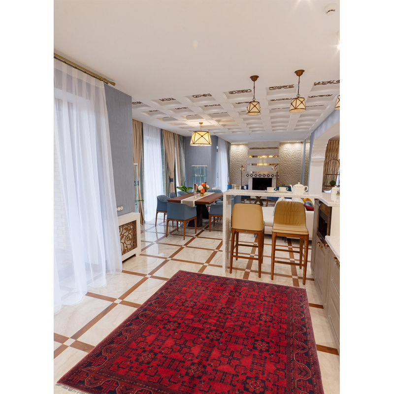 Odoarda One-of-a-Kind 5'10" X 7'8" New Age Wool Area Rug in Red