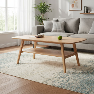 Home Office Solid Wood Desk, 100% Natural Wood, With Storage Shelf, Can Also Be Used As Center Table/Coffee Table, Easy To Assemble