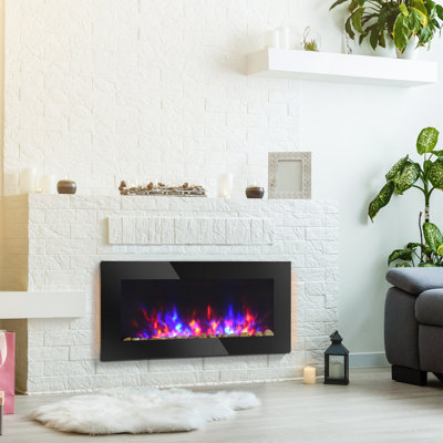 Herakleitos Black Electric Fireplace with 5118 BTU