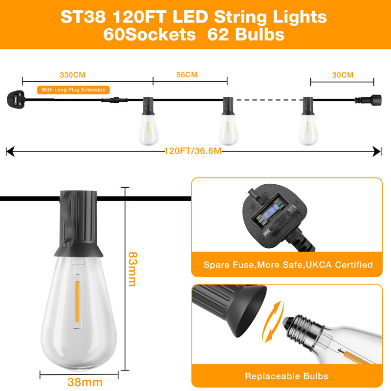 500 Cm 60 - Bulb Cord String Light
