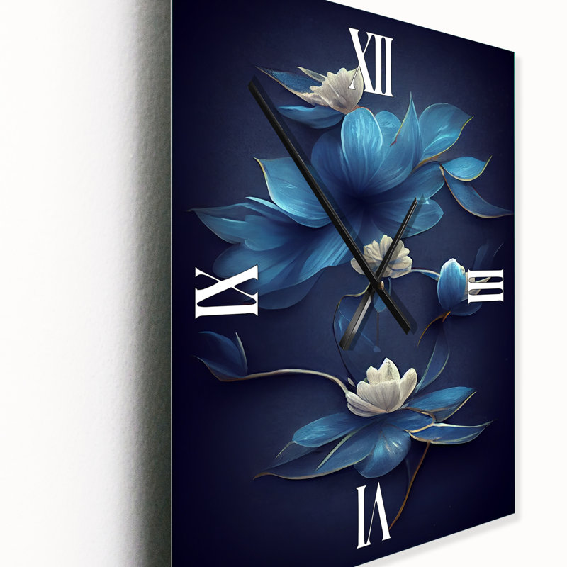 Fleurs chinoises bleues et blanches I - Horloges murales florales, Moyen