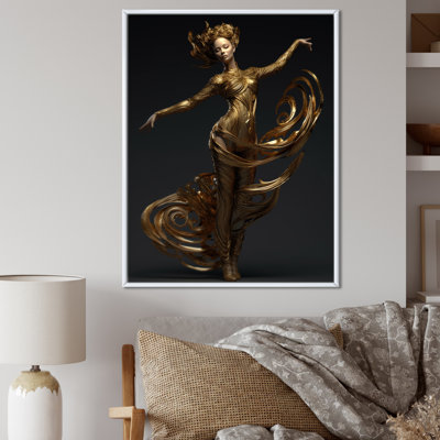 «Dynamic Pose Abstract Golden Dancer I», reproduction sur toile