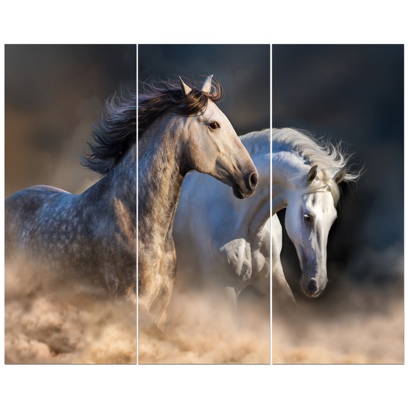 « horses à la poussière », reproduction de photo à multiples images sur toile tendue
