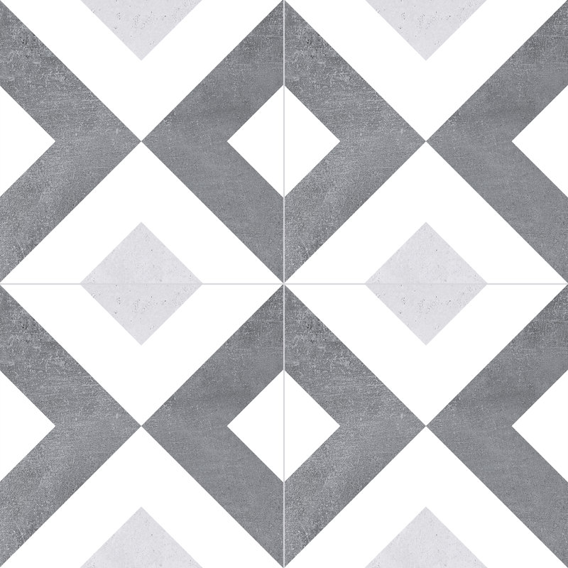 Luv Ahava Grey 8-in Encaustic Matte Porcelain Wall & Floor Tile