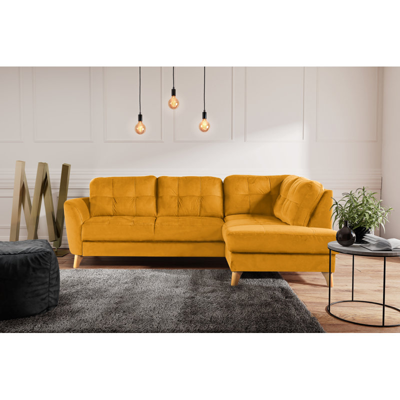 Hunnewell Sleeper Corner Sofa, Right Hand Facing, Yellow