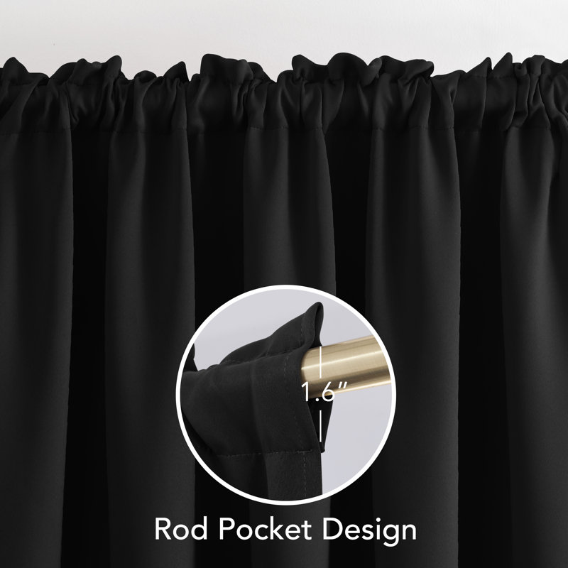 Harlowe Room Darkening Curtain Pair, Black, 38" W x 45" L