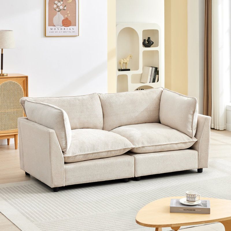 Canapé modulaire en chenille de l 74,8 po Eagan Heffernan , Chenille beige