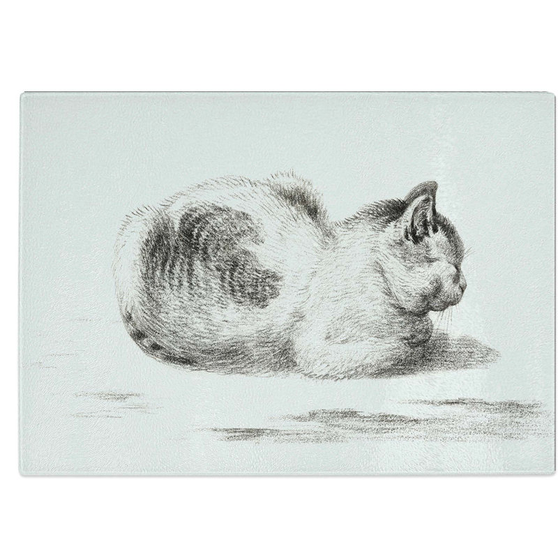 Tempered Glass The Cat by Jean Bernard Chopping Board, 28.5 cm W x 20 cm L