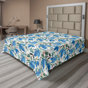 Bleu mer, orange foncé / floral