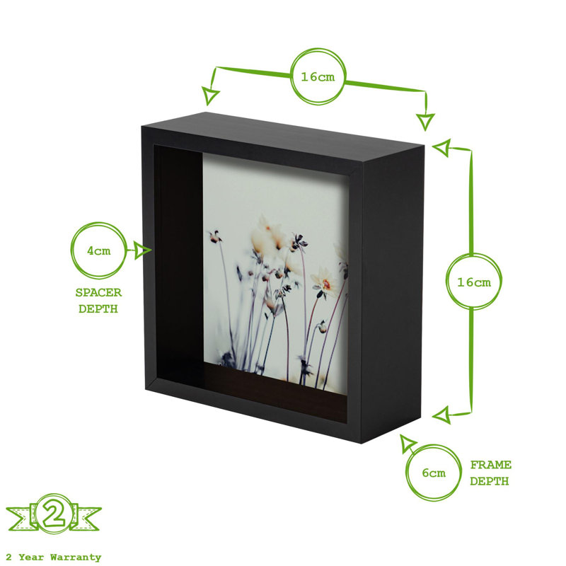 Nicola Spring - 3D Deep Box Photo Frame, Light Wood, 13cm x 13 cm