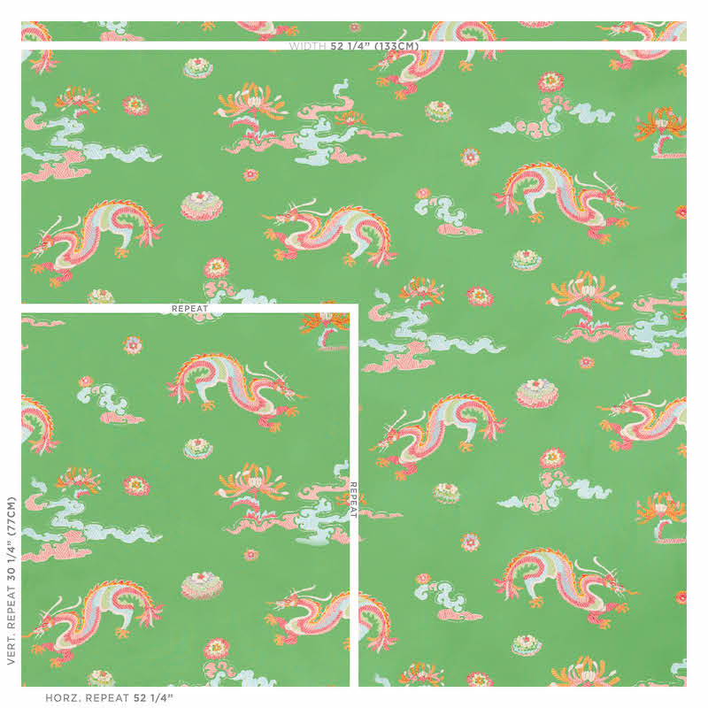 Tissu de broderie Hanlun Dragon, Vert