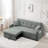 3 In 1 Convertible Sleeper Sofa Bed With Reclining Backrest, Pillows And Side Pockets-556063508
