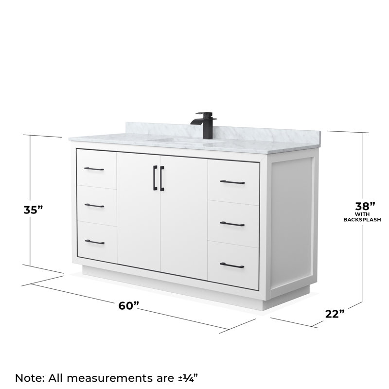 Ensemble de meuble-lavabo simple 60 po Icon, Noir mat, Blanc