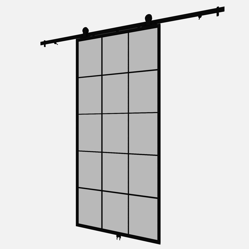 Metal and Glass Metro Barn Door, Frosted