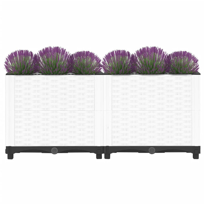Raised Bed Polypropylene Garden Planter Pot Planting Box Flower Pot, 80 x 40 x 38 cm, White