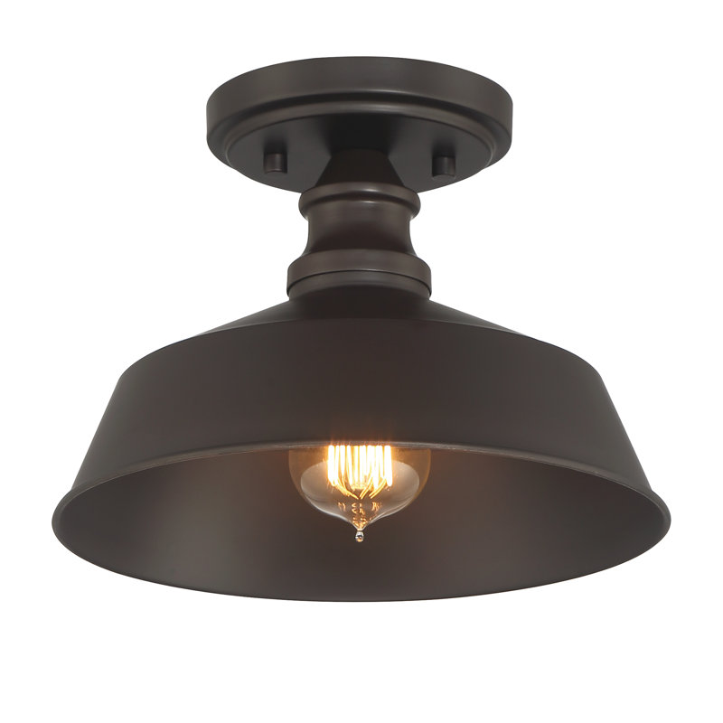 Plafonnier 1 lumière Jeb en bronze huilé, Bronze frotté à l'huile