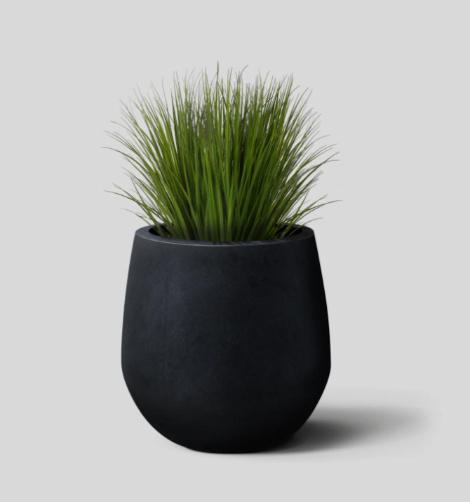 Serene Planter Pot, 12.5" H x 12.5" W x 12.5" D, Black