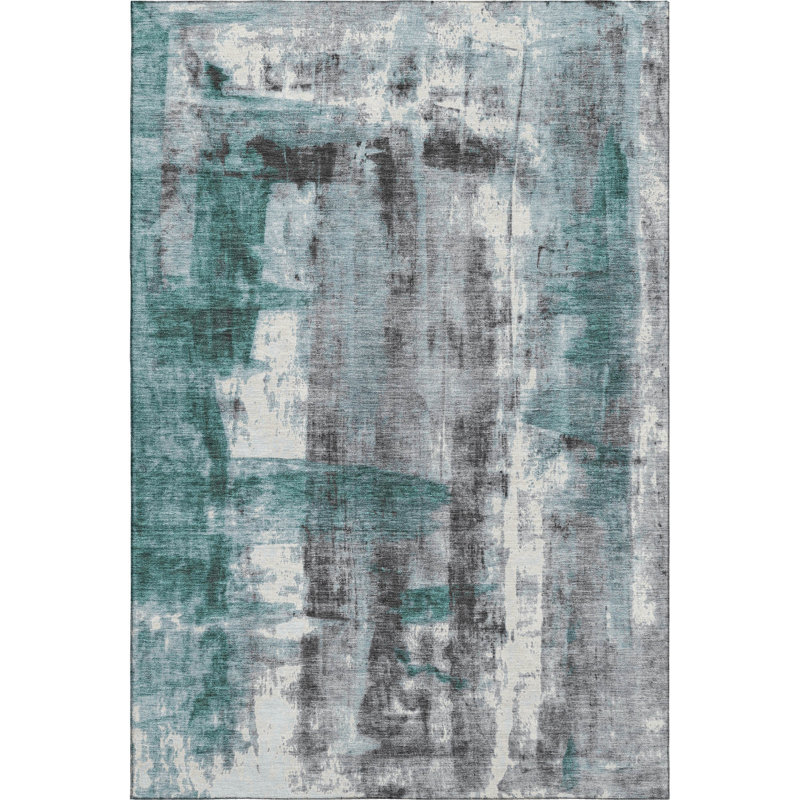 Premium Machine Washable Mouton Abstract Rug, Rectangle 3' x 5'