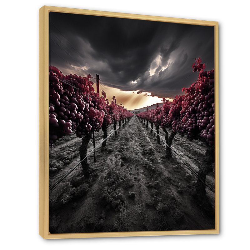 «Gray Gray Vibrant Vineyard» sur toile, H 32 po x l 16 po x P 1 po, Cadre naturel flottant