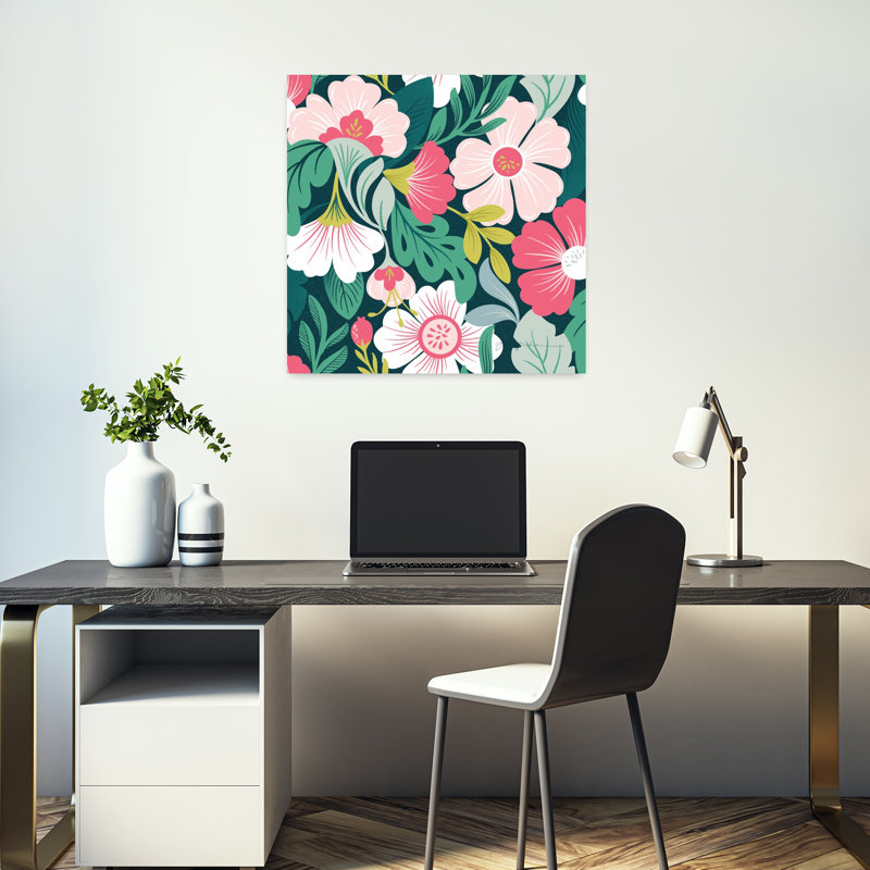 «Lush Life», motif de fleurs tropicales abstraites Iiib, H 18 po x l 18 po