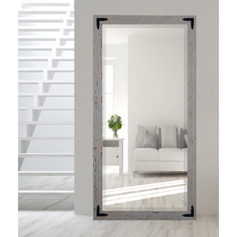 Gros Solid Wood Flat Mirror, 65" H x 31.5" W, Gray/Red