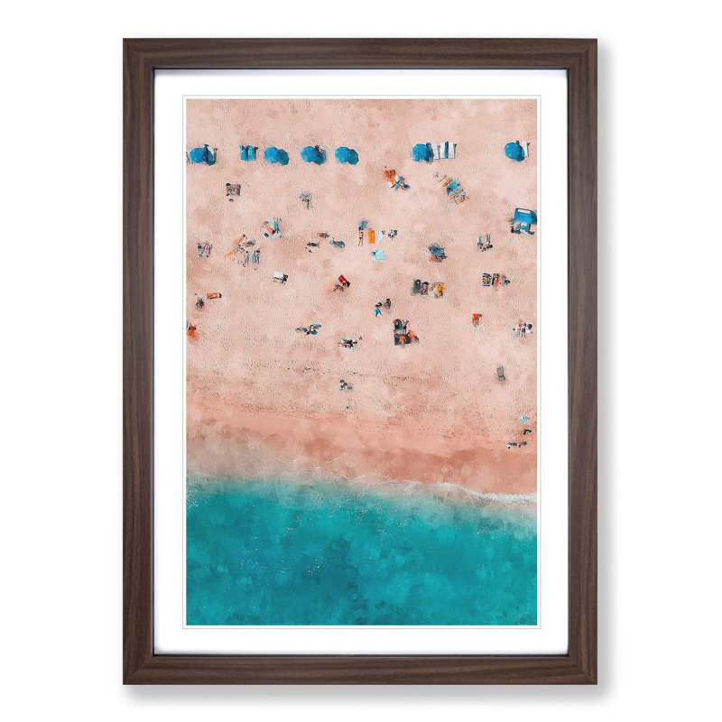 Sunbathing on South Beach Miami - Picture Frame Graphic Art Print, 63cm H x 45cm W x 2cm D, Walnut Framed