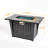 Morden Steel Fire Pit Table With Marble Tile Tabletop, Glass Wind Guard And Lid