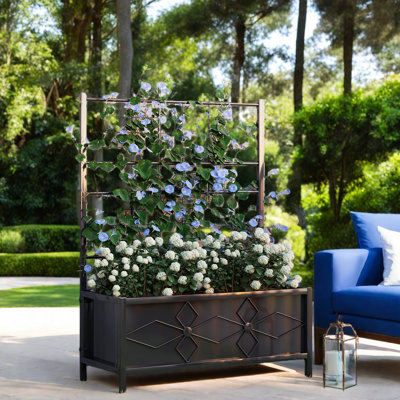 Vertical Planters, Galvanized Steel Modern Trellis Bed For Patio Home