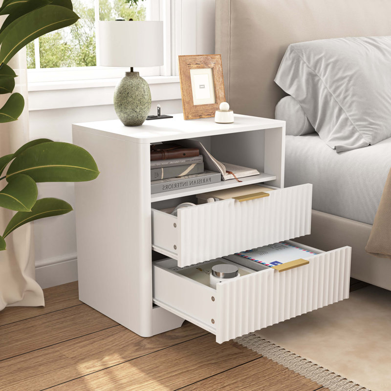 Table de chevet avec station de charge, table de chevet intelligente avec veilleuse, tables de chevet avec armoire de rangement pour la chambre à coucher