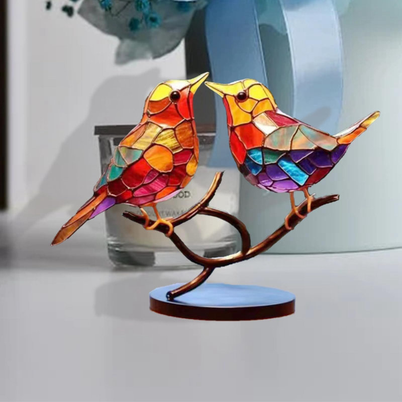 Ornement de statue d'oiseaux colorés