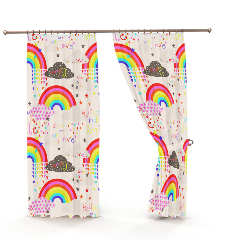Lucille Happy Rainbow Kids Pencil Pleat Room Darkening Curtains (Set of 2), 168 W x 183 D cm
