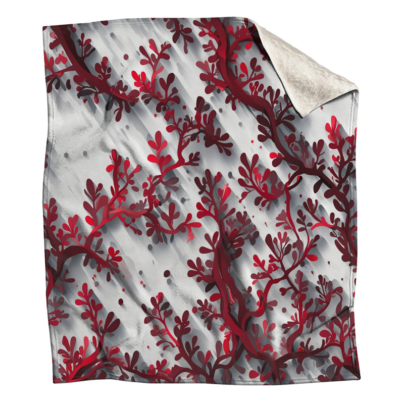 Red Branch Pattern Blankets, 50in W x 60in H