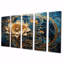 Ensemble de 5 décorations murales florales abstraites sur fond bleu-106154146