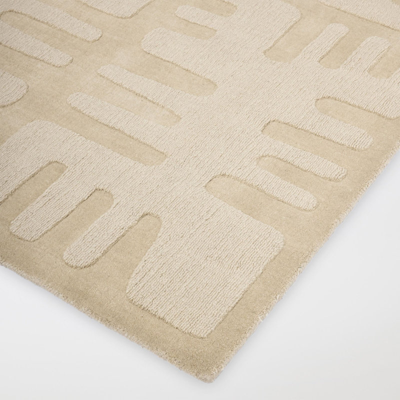Duafe Hand Loomed Wool Area Rug, Sand, Rectangle 9' x 12'