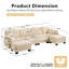 Canapé modulaire modulaire, canapés en U pour le salon, canapé Cloud confortable, siège profond à 4 places avec 2 repose-pieds chenille beige-129405572
