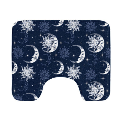 Half Moon Toilet Mat U-Shape Bathroom Rug 20" Violet Blue Ceil Blue