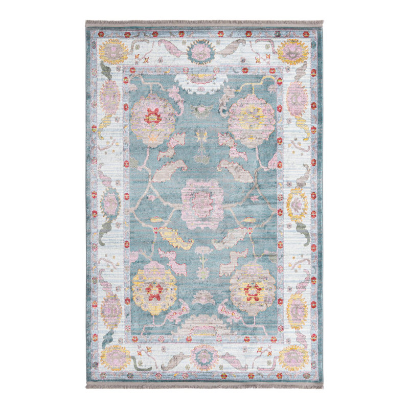 Tapis Haefner_Gris et bleu, Rectangle 5 pi 5 po x 8 pi