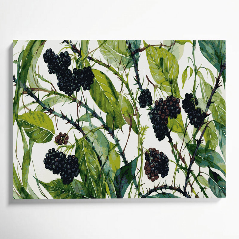 Art mural sur toile Botanical Blackberry Canes, H 11 po x l 14 po