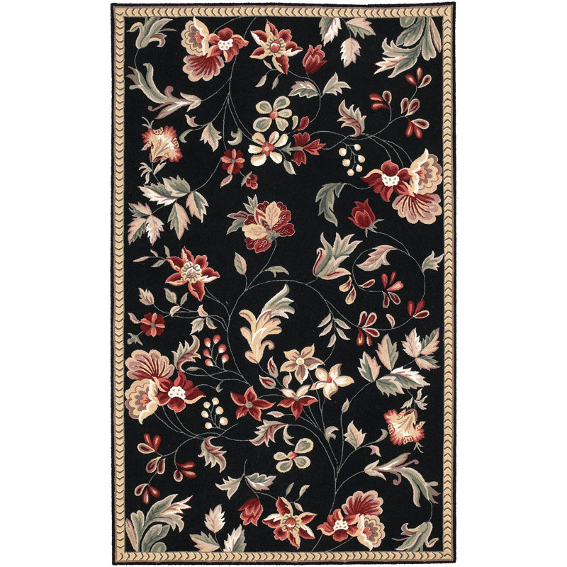 Lavelle Hand Hooked Wool Floral Indoor Rug, Rectangle 2'6" x 4'