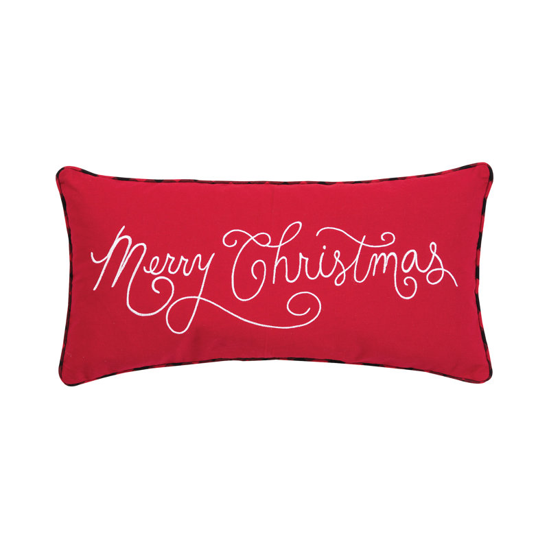 Merry Christmas Applique & Embroidered Throw Pillow