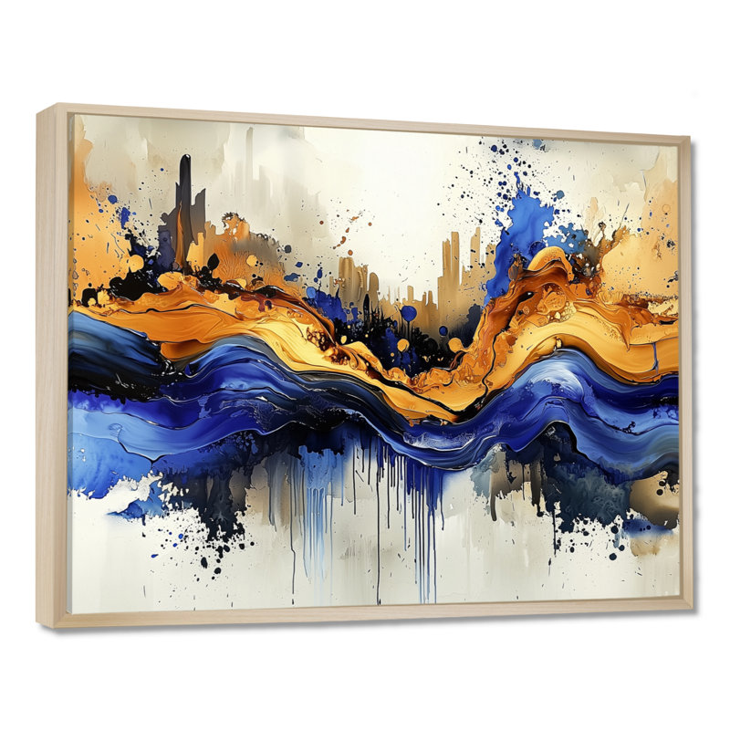 Impressions sur toile Golden Aqua, H 24 po x l 32 po, Cadre flottant, Brun