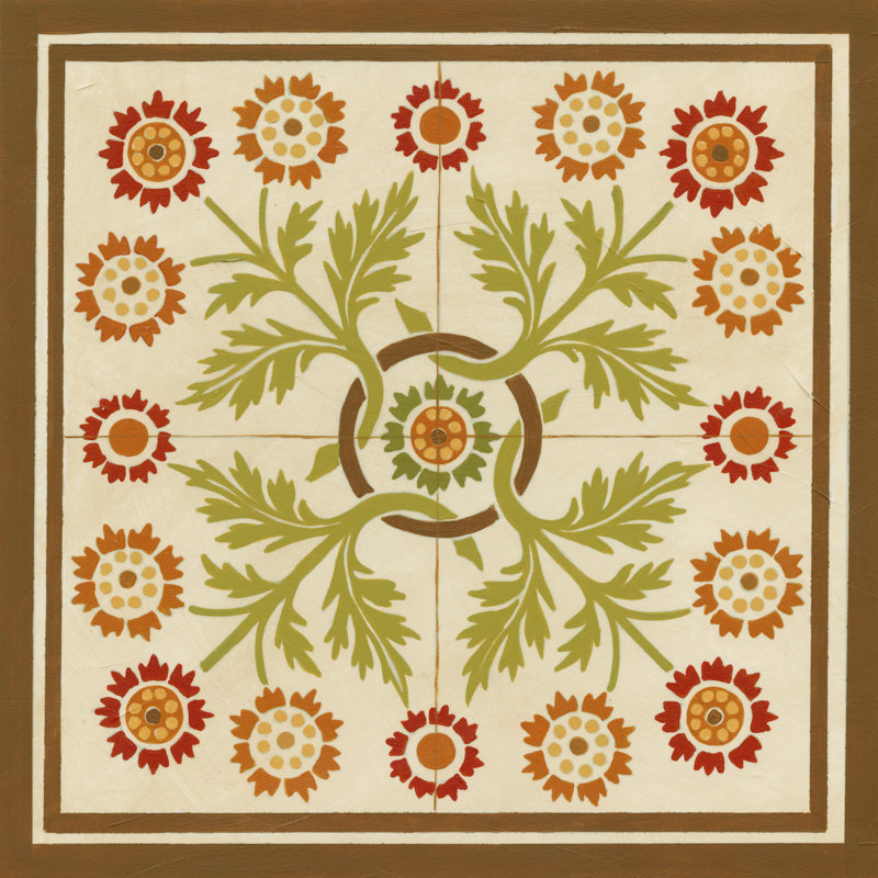 Floral Folk Tile I by June Erica Vess - Wrapped Canvas Art Prints, 30cm H x 30cm W
