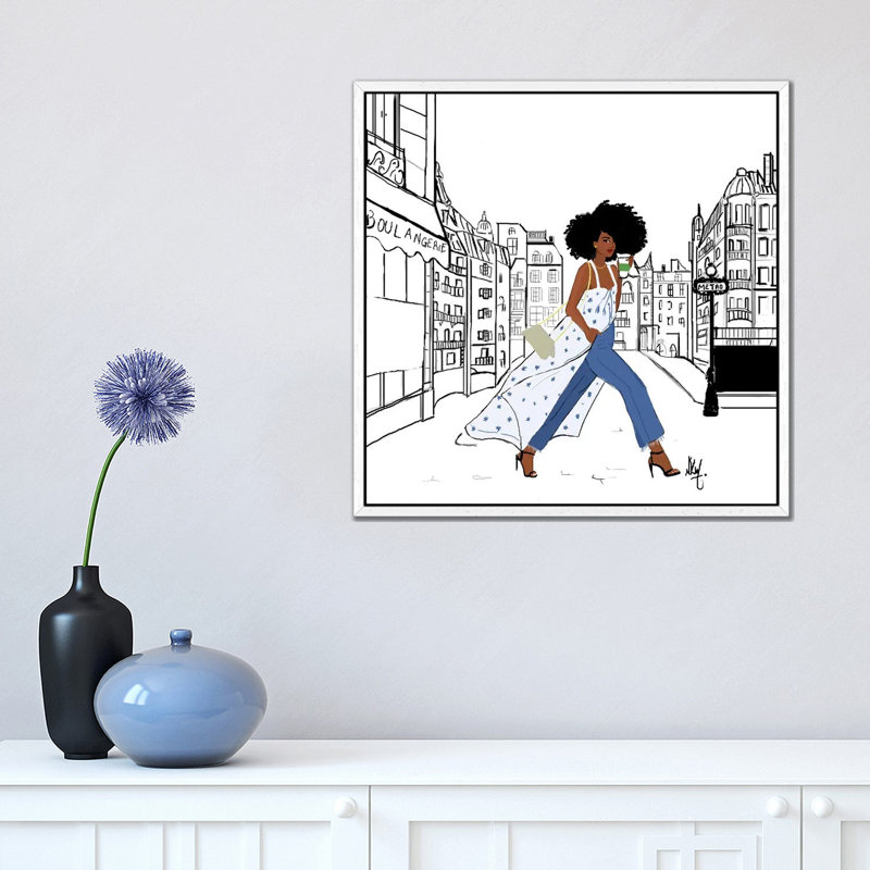 Parisienne by Nicholle Kobi - Print on Canvas, 45.72 cm H x 45.72 cm W, White Framed